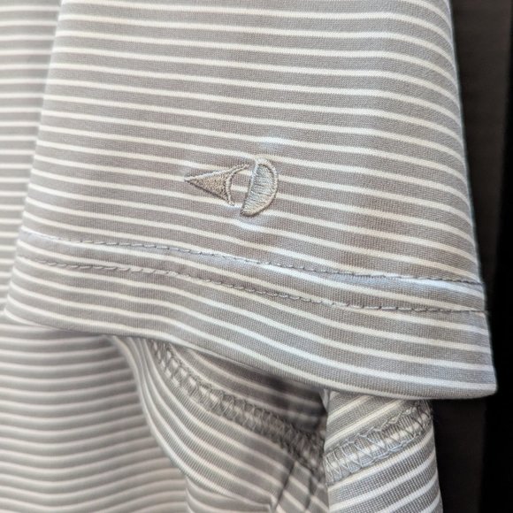 Perry Ellis Men Polo/Golf Shirt XXL Gray/White Stripe Grand Slam Performance - Picture 2 of 4